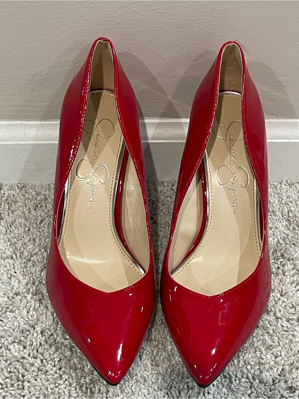 Jessica Simpson Women’s Cassani Pumps In Red Patent Finish Size 7.5